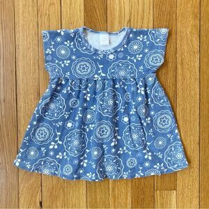 Tesa Babe Baby Girl Blue Floral Patterned Cotton Dress